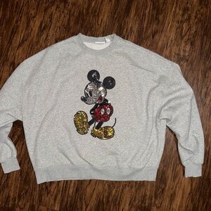 Disney Gray Sweatshirt with Sequin Mickey Mouse